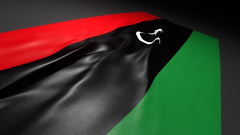 Libya National Flag, Flag on a desk with perspective