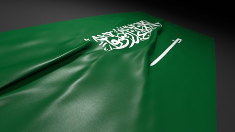 Saudi-Arabia National Flag, Flag on a desk with perspective