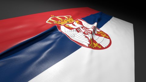 Serbia National Flag, Flag on a desk with perspective