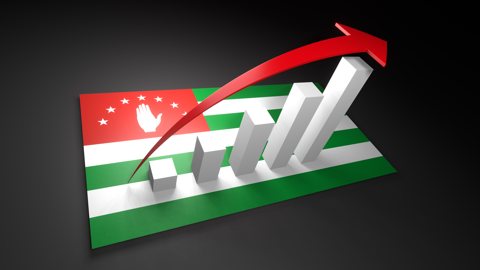 Abkhazia National Flag, Red arrow and white upward graph rising above the national flag