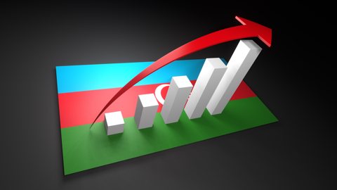 アゼルバイジャン国旗, 国旗の上に湧く赤い矢印と白い上昇グラフ