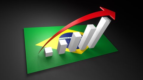 ブラジル国旗, 国旗の上に湧く赤い矢印と白い上昇グラフ