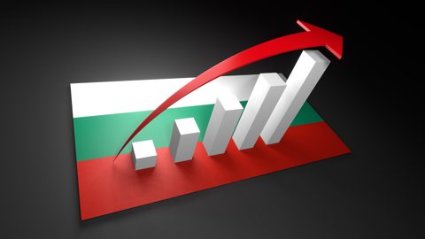 Bulgaria National Flag, Red arrow and white upward graph rising above the national flag