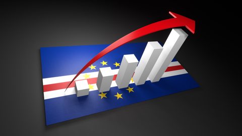カーボベルデ国旗, 国旗の上に湧く赤い矢印と白い上昇グラフ