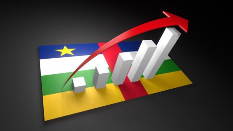 중앙아프리카공화국 국기, 국기위의 위로 솟는 붉은 화살표와 하얀색 상승그래프