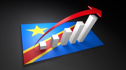 コンゴ民主共和国国旗, 国旗の上に湧く赤い矢印と白い上昇グラフ