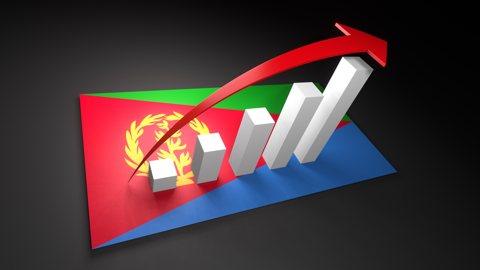 에리트레아 국기, 국기위의 위로 솟는 붉은 화살표와 하얀색 상승그래프