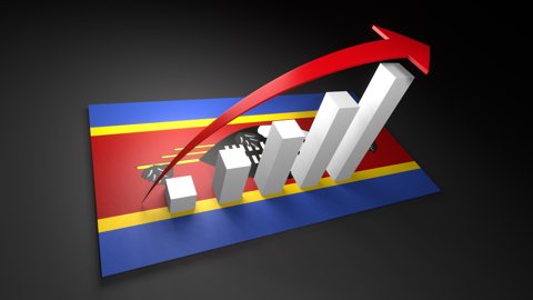 エスワティ니国旗, 国旗の上に湧く赤い矢印と白い上昇グラフ