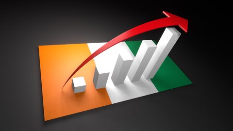 コートジボワール国旗, 国旗の上に湧く赤い矢印と白い上昇グラフ