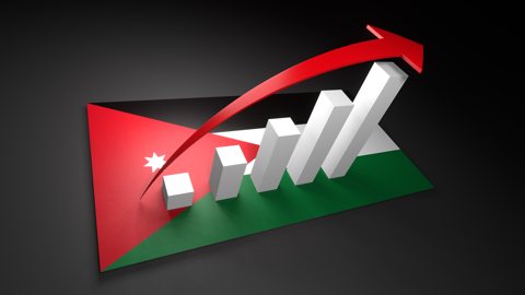 ヨルダン国旗, 国旗の上に湧く赤い矢印と白い上昇グラフ