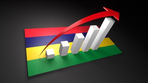 モーリシャス国旗, 国旗の上に湧く赤い矢印と白い上昇グラフ