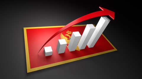 モンテネグロ国旗, 国旗の上に湧く赤い矢印と白い上昇グラフ