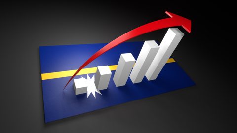 ナウル国旗, 国旗の上に湧く赤い矢印と白い上昇グラフ
