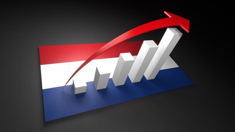 オランダ国旗, 国旗の上に湧く赤い矢印と白い上昇グラフ