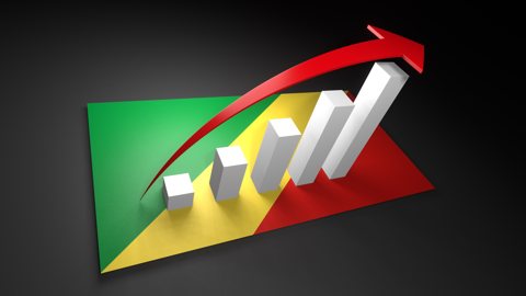 コンゴ共和国国旗, 国旗の上に湧く赤い矢印と白い上昇グラフ