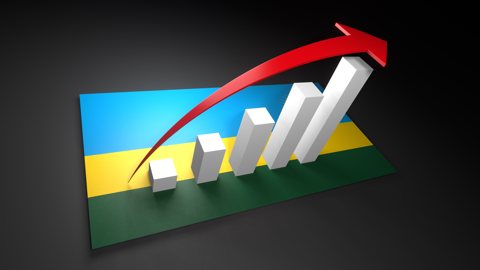 ルワンダ国旗, 国旗の上に湧く赤い矢印と白い上昇グラフ