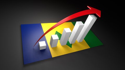 セントビンセントおよびグレナディーン諸島国旗, 国旗の上に湧く赤い矢印と白い上昇グラフ