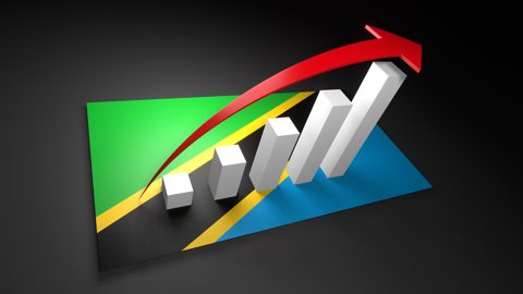 タンザニア国旗, 国旗の上に湧く赤い矢印と白い上昇グラフ