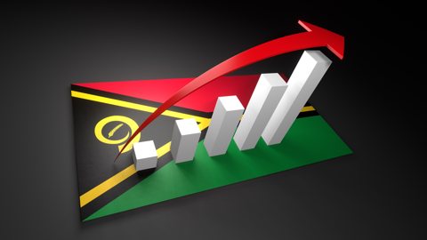 バヌアツ国旗, 国旗の上に湧く赤い矢印と白い上昇グラフ