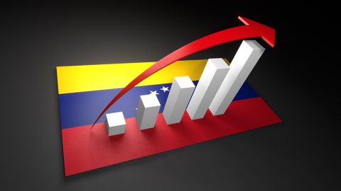 ベネズエラ国旗, 国旗の上に湧く赤い矢印と白い上昇グラフ