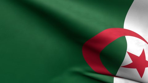 Algeria National Flag, Zoomed in waving flag