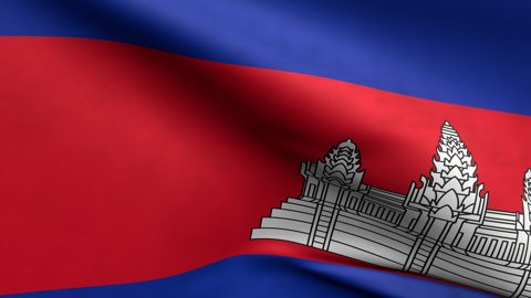 Cambodia National Flag, Zoomed in waving flag