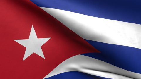 Cuba National Flag, Zoomed in waving flag