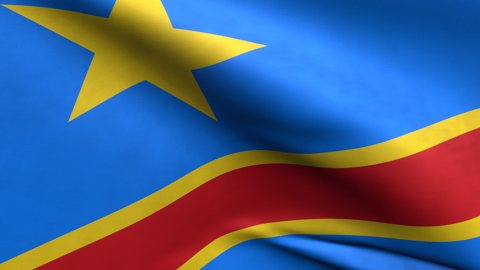 Democratic-Republic-of-the-Congo National Flag, Zoomed in waving flag