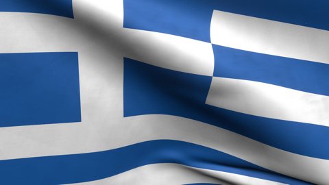 Greece National Flag, Zoomed in waving flag