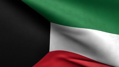 Kuwait National Flag, Zoomed in waving flag