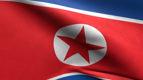 North-Korea National Flag, Zoomed in waving flag