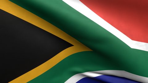 Republic-of-South-Africa National Flag, Zoomed in waving flag