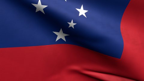 Samoa National Flag, Zoomed in waving flag