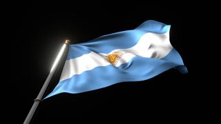 アルゼンチン国旗, 黒の背景に下から見下ろすフラッグフラッグと国旗棒