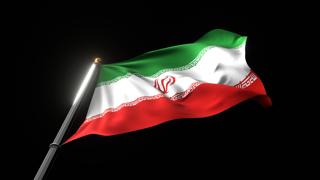 イラン国旗, 黒の背景に下から見下ろすフラッグフラッグと国旗棒