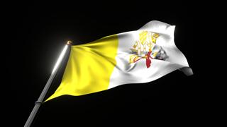 Vatican National Flag, A fluttering national flag and flagpole viewed from below on a black background