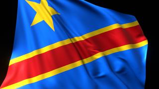 Democratic-Republic-of-the-Congo National Flag, National flag magnified on black background