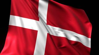 Denmark National Flag, National flag magnified on black background