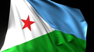 Djibouti National Flag, National flag magnified on black background