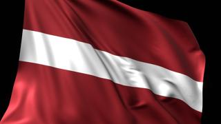 Latvia National Flag, National flag magnified on black background