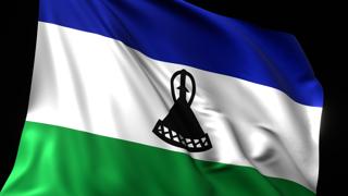 Lesotho National Flag, National flag magnified on black background