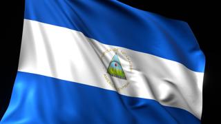 Nicaragua National Flag, National flag magnified on black background